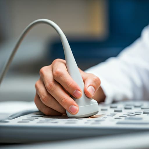 Doctor hand using high-tech ultrasound probe
